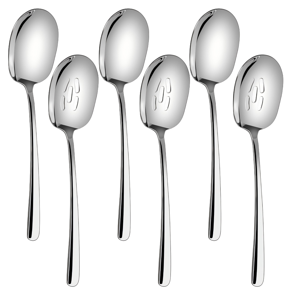 Large Serving Spoons Set of 12 - Stainless Steel Buffet Spoons 12 Inch