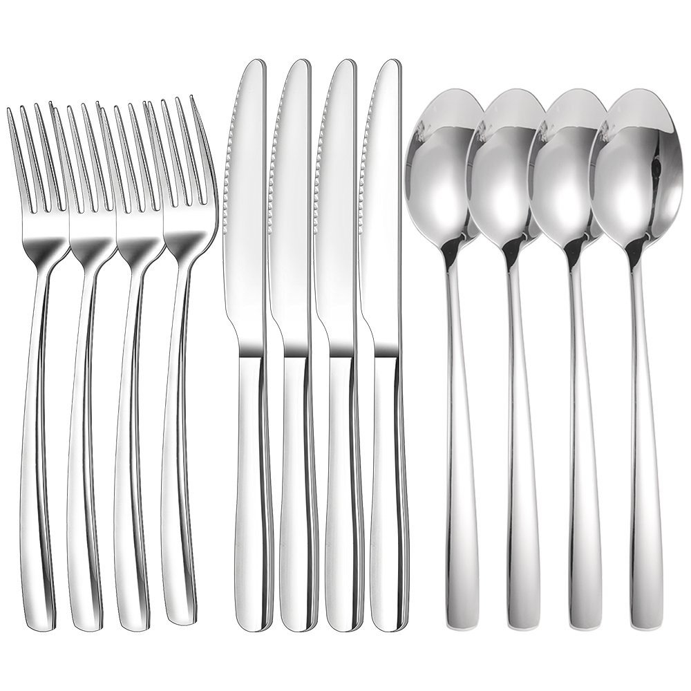 SOLEADER 12pc Stainless Steel Silverware Set - Service for 4