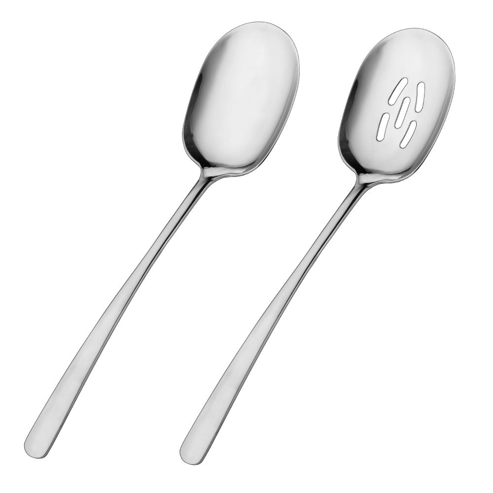 Large Serving Spoons 12 Inch - Stainless Steel Slotted Spoon Set of 2